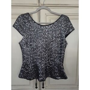 Gianni Bini Sequins Peplum Top Women's Large Cocktail Party Glam Party Classic